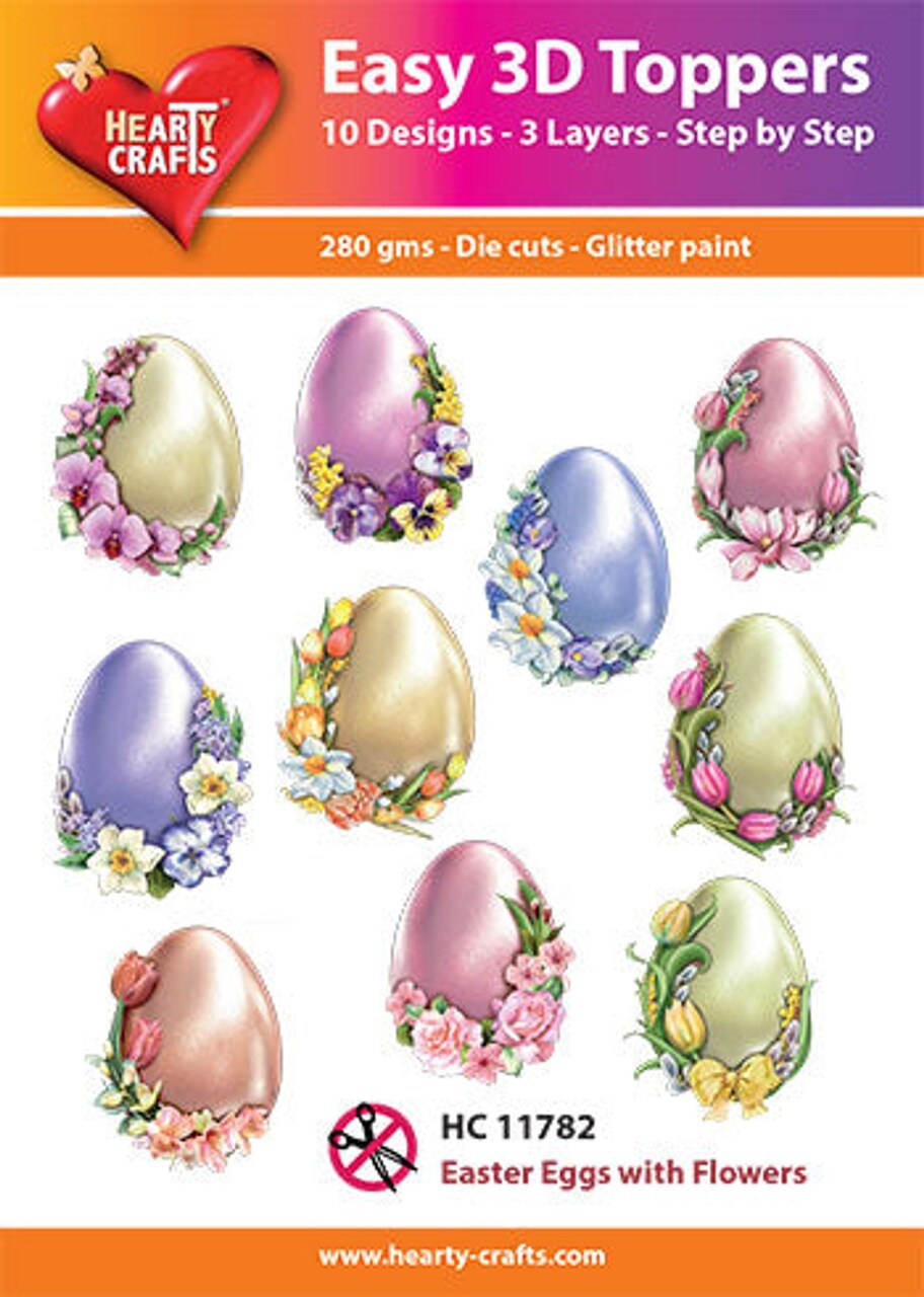 Hearty Crafts  Easy 3D Toppers - Easter Eggs with Flowers